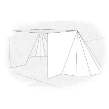 Side - front curtains for Merchant Tent - 4 x 8,5 m - cotton