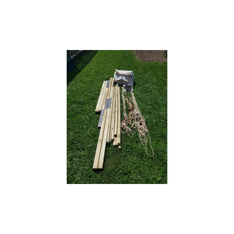 Wooden Poles for Geteld  - 4 x 8 m - cotton - front opening