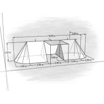 Long Double Tent - 3 x 9 m - linen