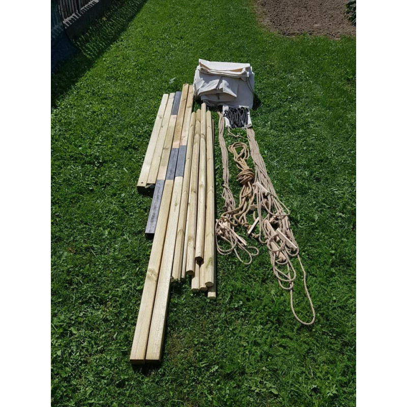 Wooden Poles for Geteld 4 x 5,5 m - cotton , side opening