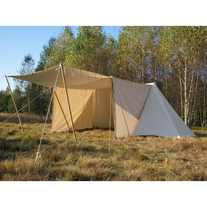 Merchant Tent 3x6 linen with front and side curtains